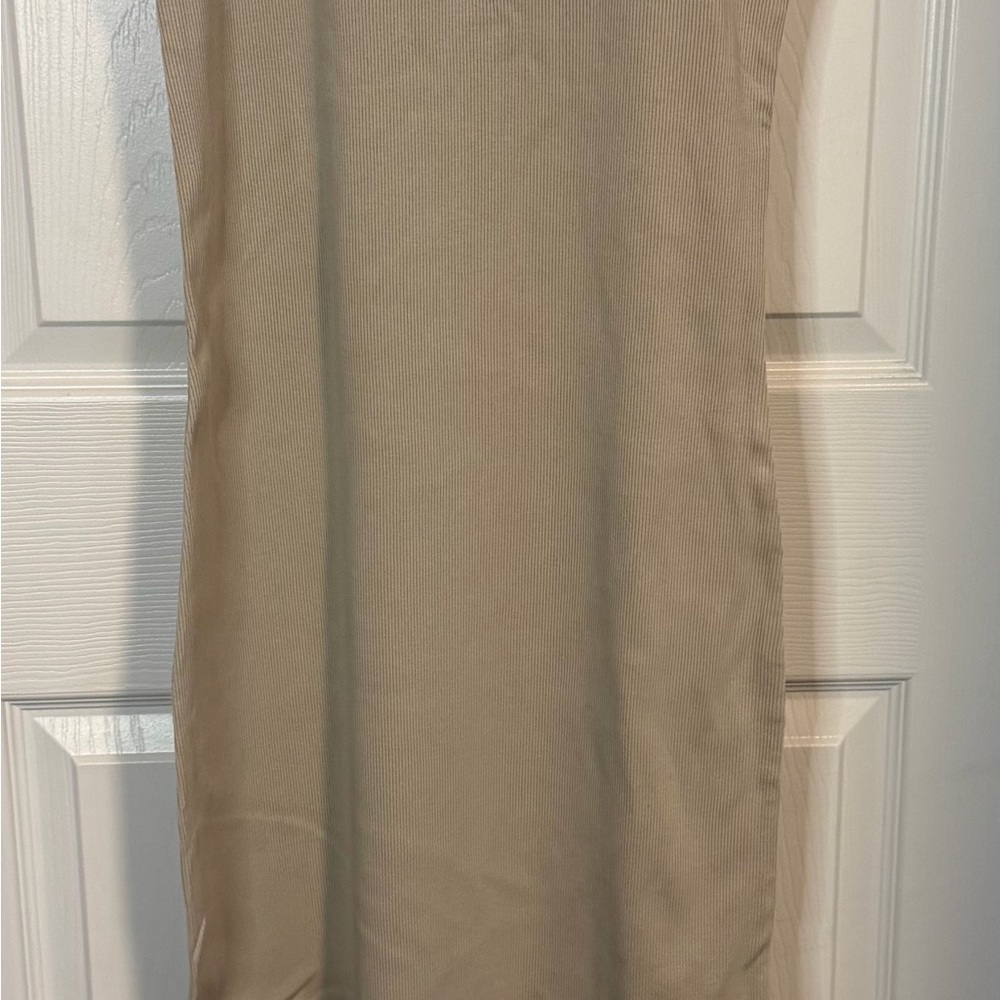Universal Thread Ribbed Sleeveless Dress in Beige